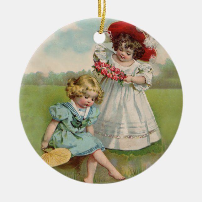 Victorian Children Ceramic Tree Decoration (Front)