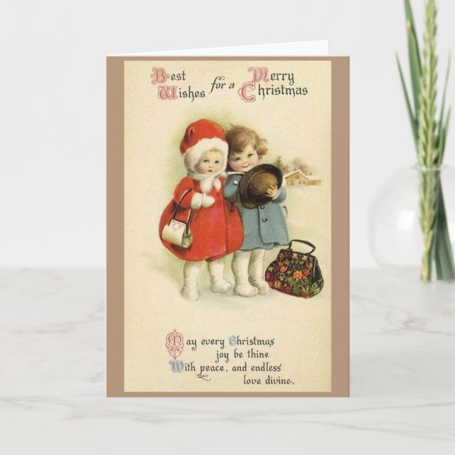 Victorian Children Christmas Greeting Card (Front)