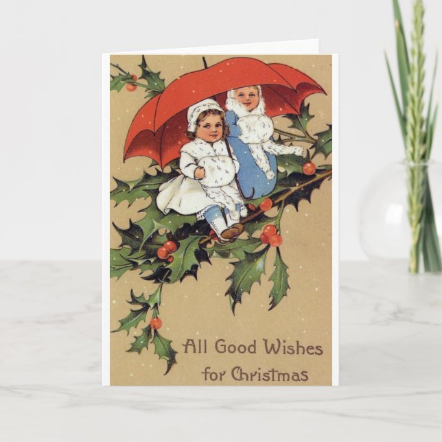 Victorian Children Christmas Greeting Card (Front)