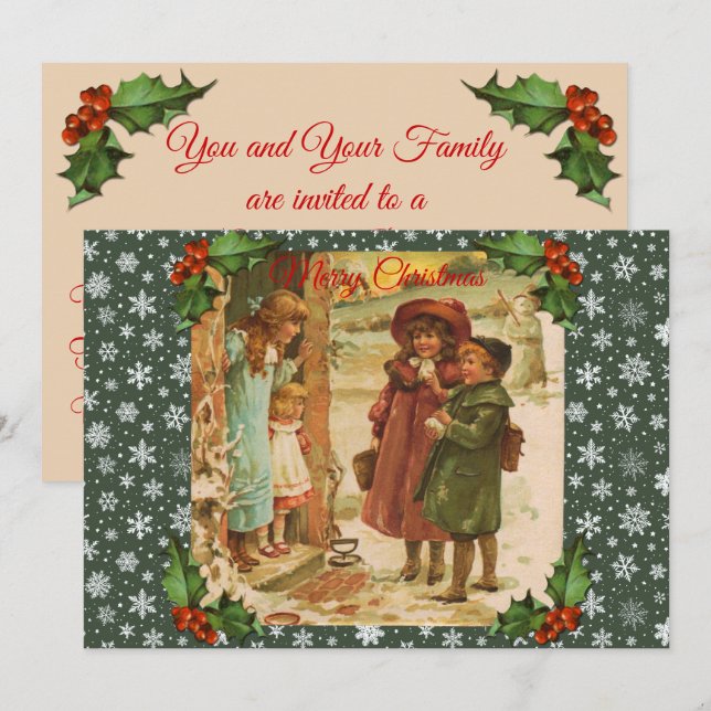 Victorian Children Christmas Party Invitation (Front/Back)