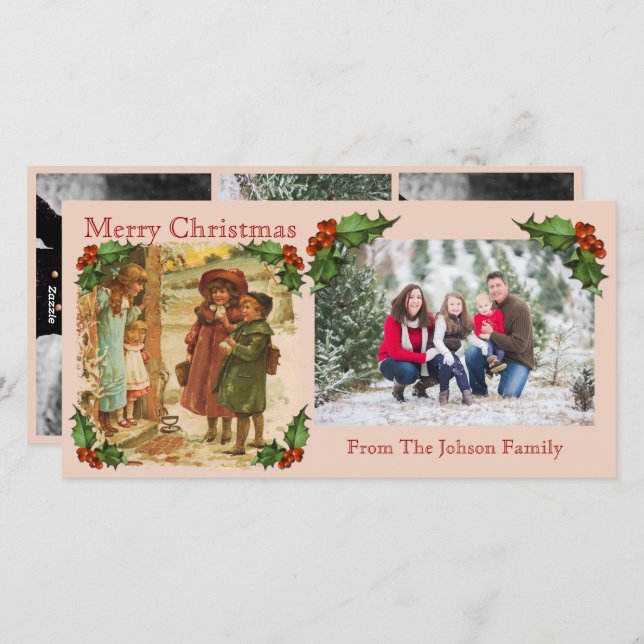 Victorian Children Christmas Photo Card (Front/Back)