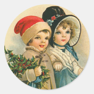 Victorian Children Christmas Stickers