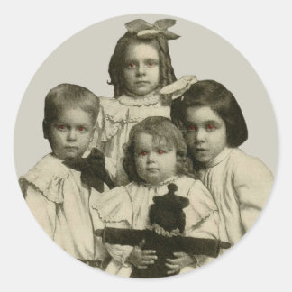 Victorian Children Funny Creepy Evil Demonic 1900s Classic Round Sticker