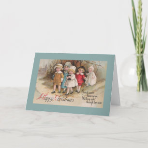 Victorian Children Leaving Church Christmas Card