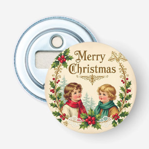 Victorian children Merry Christmas vintage Bottle Opener