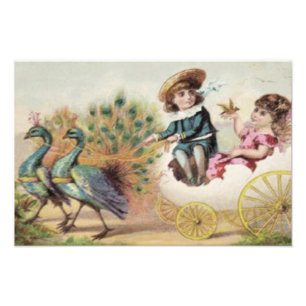 Victorian Children Ostrich Easter Egg Photo Print