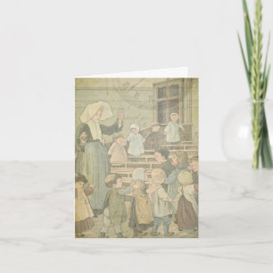 Victorian Children School Vintage Watch Thank You Card