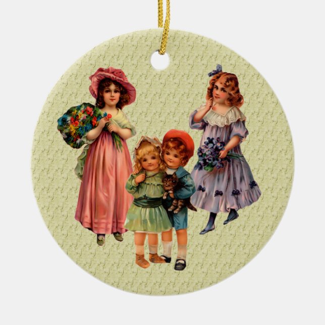 Victorian Children Vintage Art Ornament (Front)