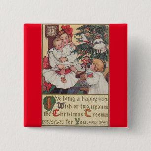 Victorian Children Vintage Christmas Button
