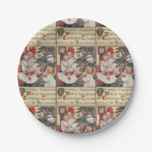 Victorian Children Vintage Christmas Paper Plates