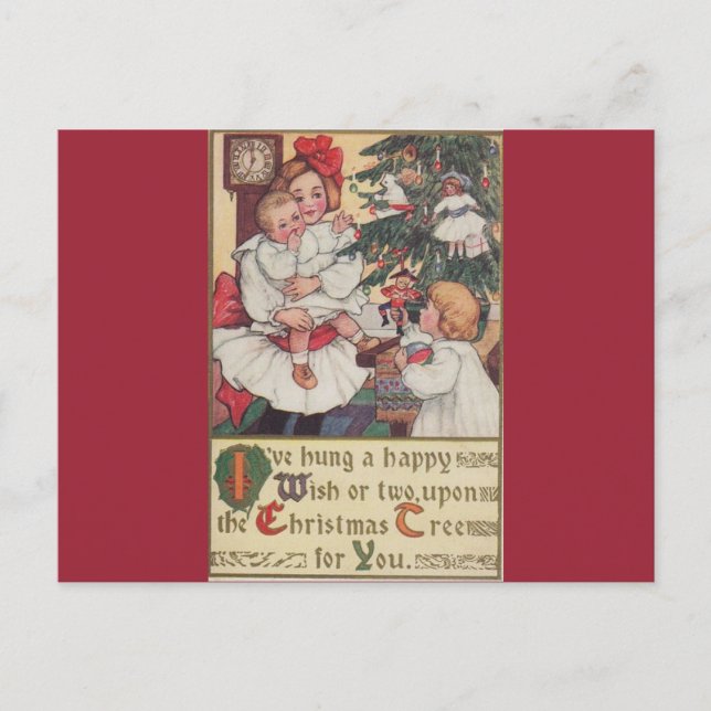 Victorian Children Vintage Christmas Postcard (Front)
