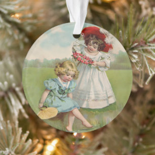 Victorian Children Vintage Summer Girls Garden Ornament