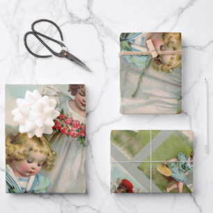Victorian Children Wrapping Paper Sheet