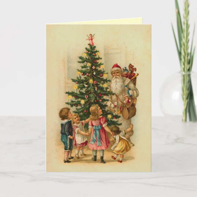 Victorian Childrens Christmas Morning Holiday Card (Front)