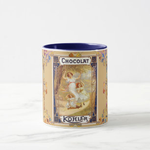 Victorian chocolate cocoa label elegant advertisem mug