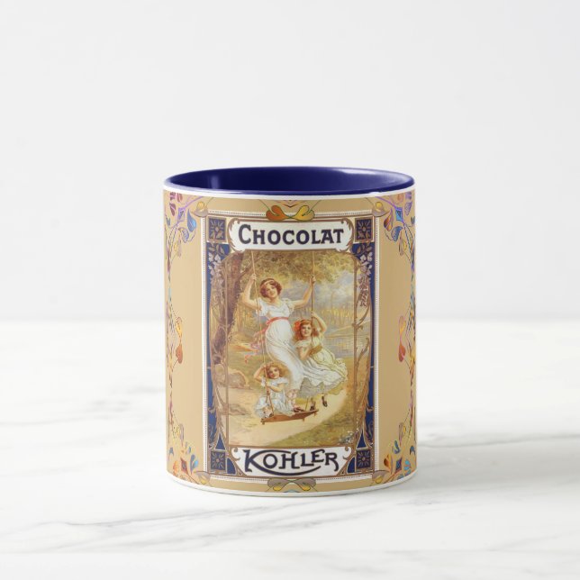 Victorian chocolate cocoa label elegant advertisem mug (Center)