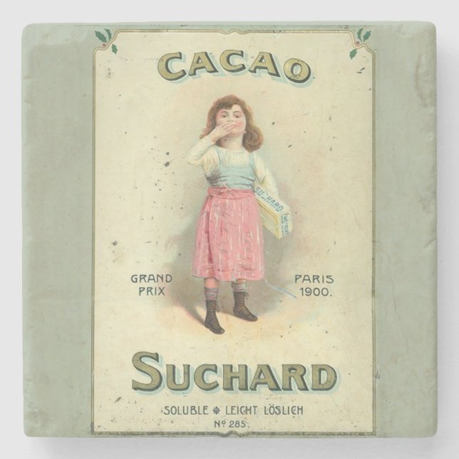 Victorian Chocolate Kiss Girl Sugar Stone Coaster (Front)