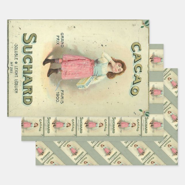 Victorian Chocolate Kiss Girl Sugar Wrapping Paper Sheet (Set)