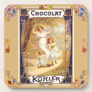 Victorian chocolate label coasters