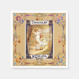 Victorian chocolate label floral elegant tote gold napkin