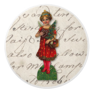 Victorian Christmas Angel - gingerbread heart Ceramic Knob