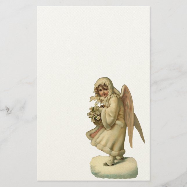 Victorian Christmas Angel Girl Stationery (Front)