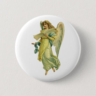 Victorian Christmas Angel, Gloria in Excelsis Deo 6 Cm Round Badge