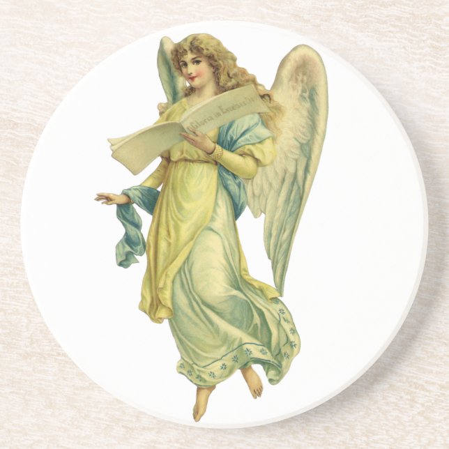 Victorian Christmas Angel, Gloria in Excelsis Deo Coaster (Front)