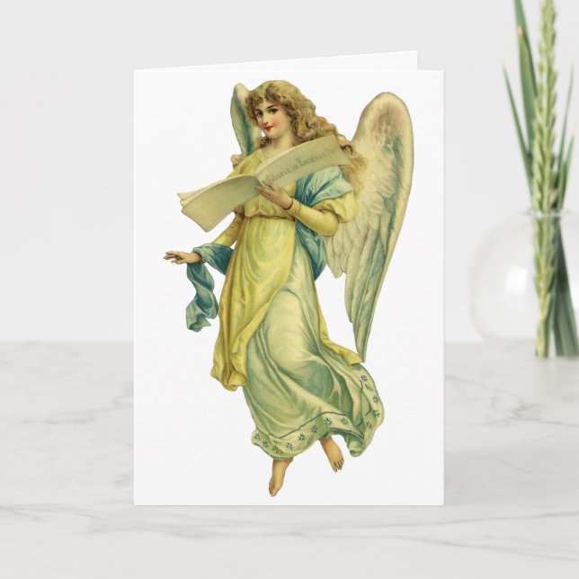 Victorian Christmas Angel, Gloria in Excelsis Deo Holiday Card (Front)