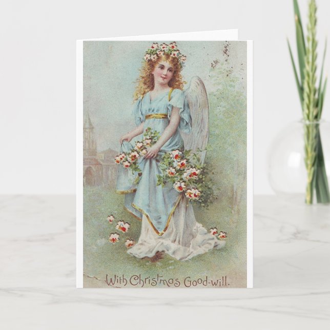 Victorian Christmas Angel Greeting Card (Front)