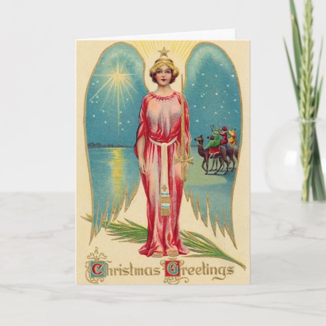 Victorian Christmas Angel Holiday Card (Front)