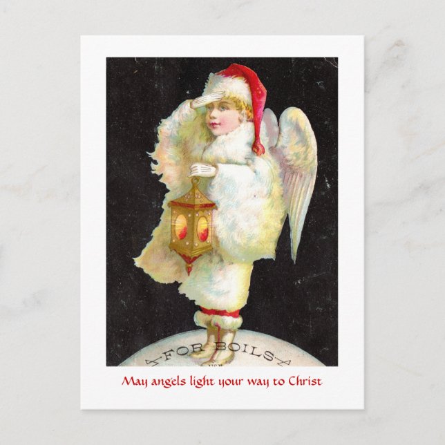 Victorian Christmas Angel Holiday Postcard (Front)