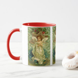 Victorian Christmas Angel with Vintage Gold Star Mug