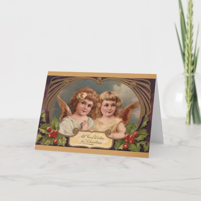 Victorian Christmas Angels Greeting Card (Front)
