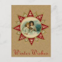 Victorian Christmas Angels Postcard