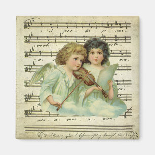Victorian Christmas Angels Violin and Sheet Music Magnet