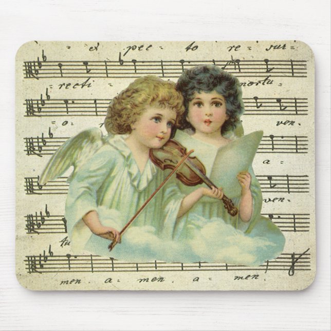 Victorian Christmas Angels Violin and Sheet Music Mouse Mat (Front)
