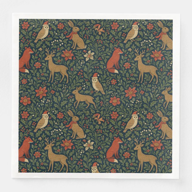 Victorian Christmas Animal & Botanical  Napkin (Front)