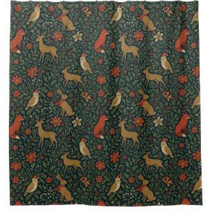 Victorian Christmas Animal & Botanical Shower Curtain