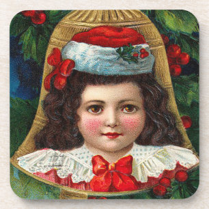 Victorian Christmas Bell Set of Cork Coasters