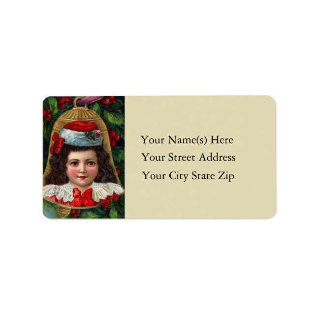 Victorian Christmas Bell Vintage Address Label (Front)