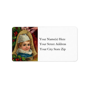 Victorian Christmas Bell Vintage Address Label