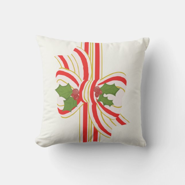 Victorian Christmas Bow Pillow – Reversible (Front)
