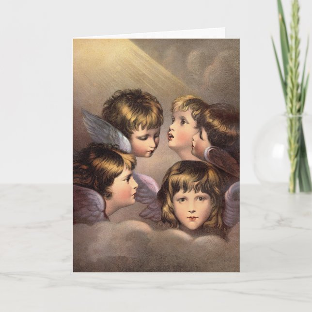 Victorian Christmas Card Caroling Angels (Front)
