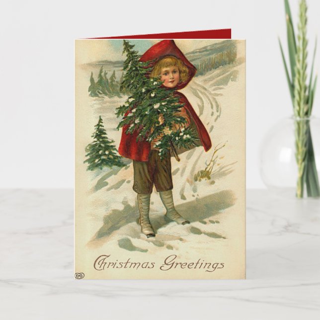 Victorian Christmas Card Little girl (Front)