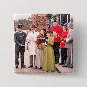 VICTORIAN CHRISTMAS CAROL SINGERS 15 CM SQUARE BADGE