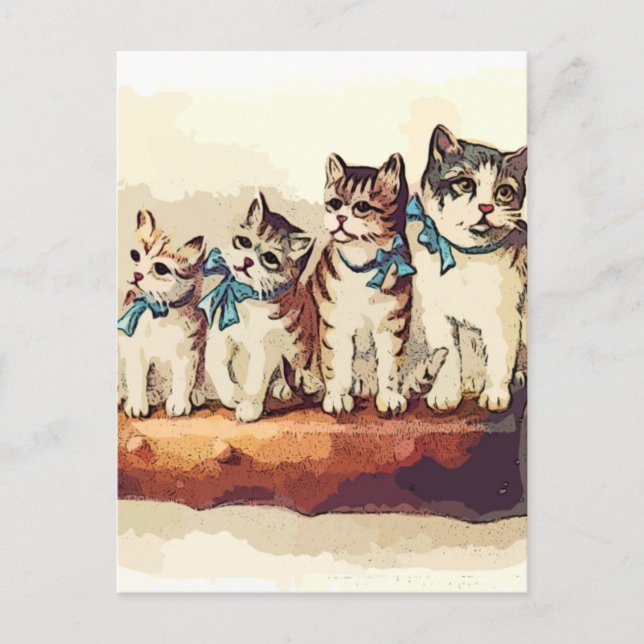 Victorian Christmas Cats Holiday Postcard (Front)