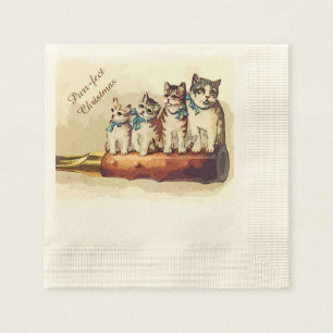 Victorian Christmas Cats Napkin