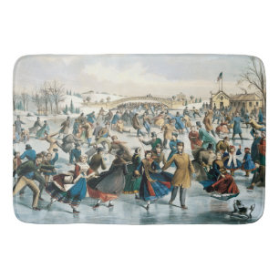 Victorian Christmas Central Park Currier & Ives Bath Mat
