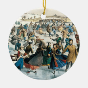 Victorian Christmas Central Park Currier & Ives Ceramic Tree Decoration